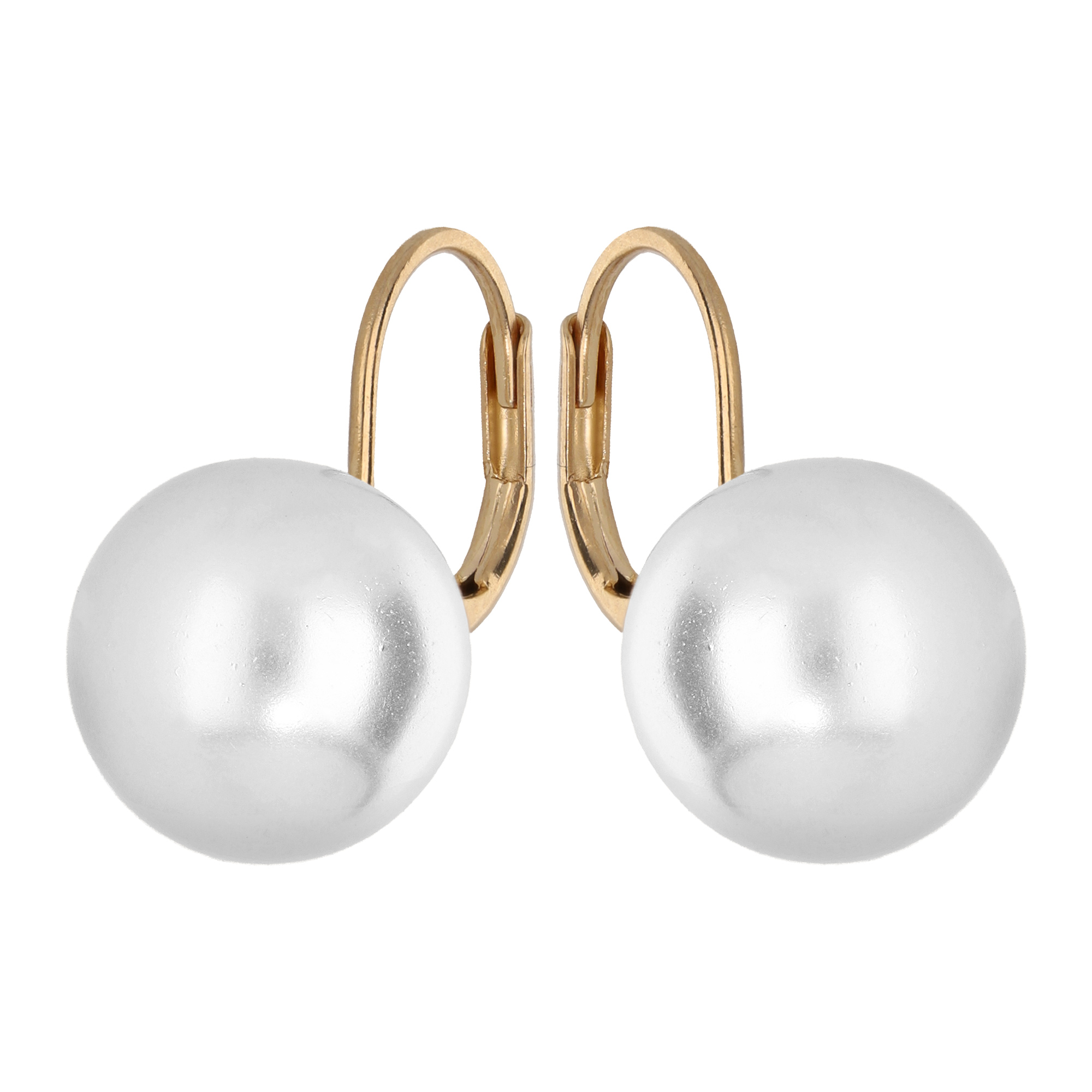 Boucles D Oreille En Plaqu Or Avec Perle Blanche De Synth Se Mm Et