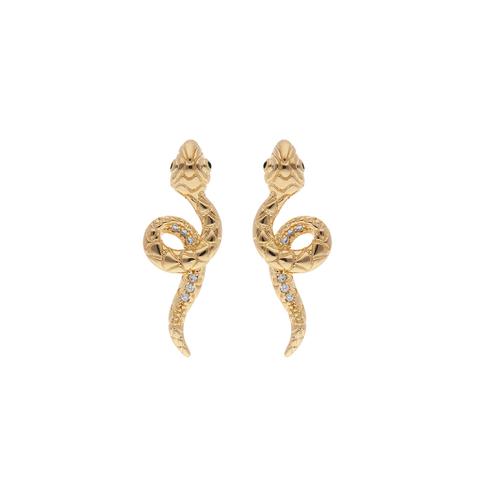 Boucles D Oreille En Plaqu Or Serpent Et Fermoir Poussette