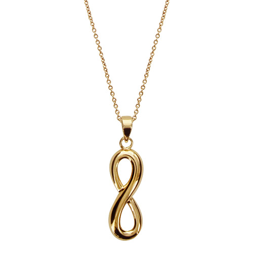 Collier en plaqué or chaîne avec pendentif infini lisse longuuer 40cm