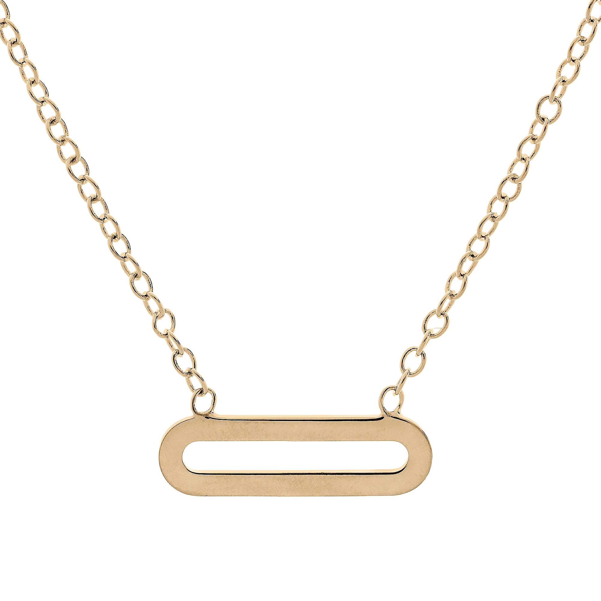 Collier en plaqué or chaîne avec pendentif rectangulaire lisse 38 5 5cm