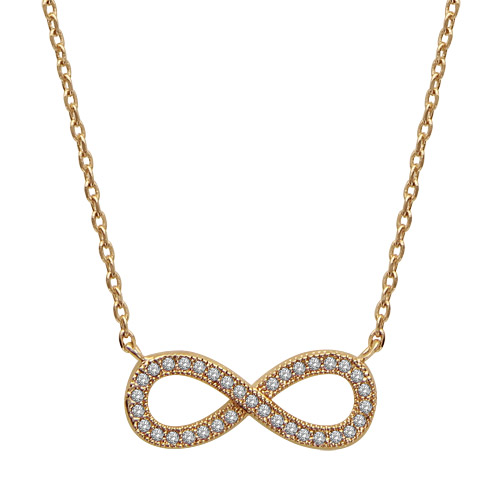 Collier En Plaqu Or Cha Ne Avec Pendentif Symbole Infini Orn D Oxydes