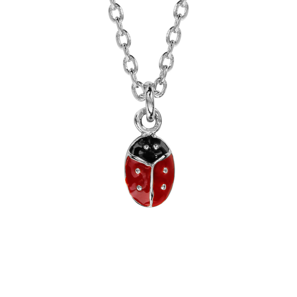 Collier Pour Enfant En Argent Cha Ne Avec Pendentif Coccinelle