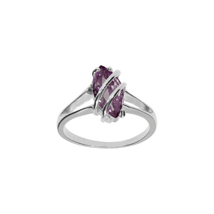 Bague en argent rhodi forme navette ovale oxyde violet - Vue 1