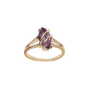 Bague en plaqu or forme navette ovale oxyde violet - Vue 1