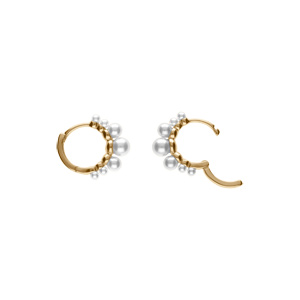 Boucles d\'oreille crole argent dor articule perle blanche - Vue 1