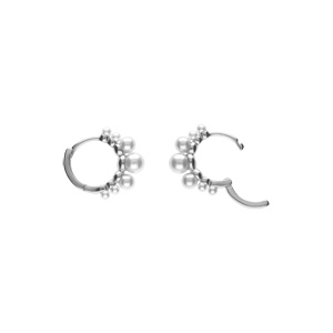 Boucles d\'oreille crole argent rhodi articule perle blanche - Vue 1