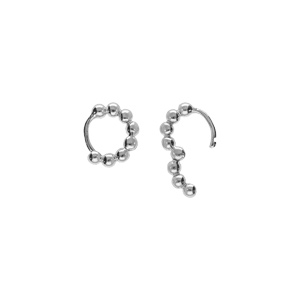 Boucles d\'oreille croles de 10mm de diamtre en argent rhodi avec boules - Vue 1