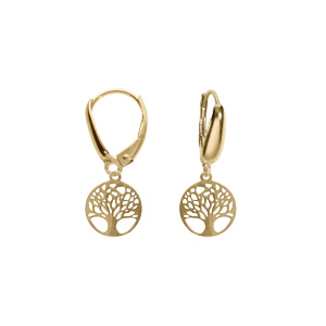 Boucles d\'oreille dormeuse argent dor arbre de vie 10mm - Vue 1