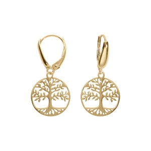 Boucles d\'oreille dormeuse argent dor arbre de vie 15mm - Vue 1