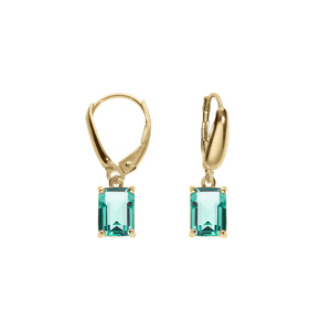 Boucles d\'oreille dormeuse argent dor oxyde rectangulaire bleu vert - Vue 1