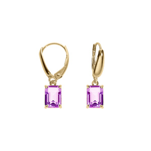 Boucles d\'oreille dormeuse argent dor oxyde rectangulaire violet - Vue 1