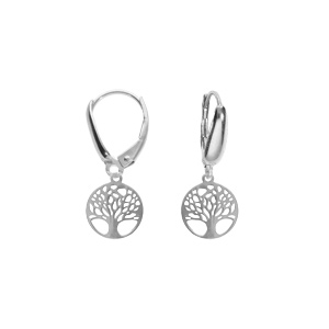 Boucles d\'oreille dormeuse argent rhodi arbre de vie 10mm - Vue 1