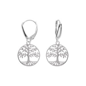 Boucles d\'oreille dormeuse argent rhodi arbre de vie 15mm - Vue 1