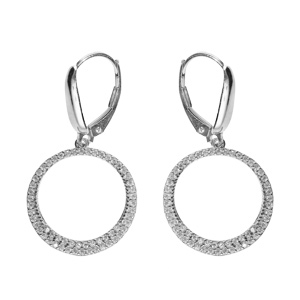 Boucles d\'oreille dormeuse argent rhodi cercle vid oxydes blancs - Vue 1