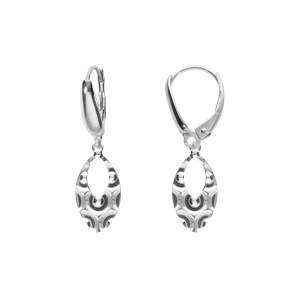 Boucles d\'oreille dormeuse argent rhodi ovale martel - Vue 1