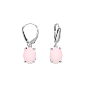 Boucles d\'oreille dormeuse argent rhodi oxyde ovale 10 x 7.5mm rose opaque - Vue 1