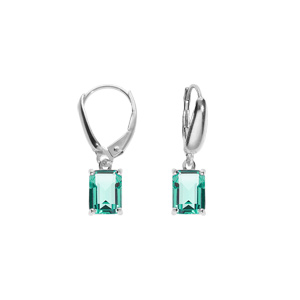 Boucles d\'oreille dormeuse argent rhodi oxyde rectangulaire bleu vert - Vue 1