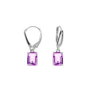 Boucles d\'oreille dormeuse argent rhodi oxyde rectangulaire violet - Vue 1