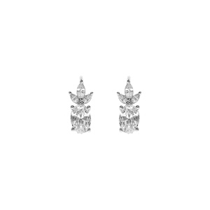 Boucles d\'oreille dormeuse argent rhodi oxydes blancs - Vue 1