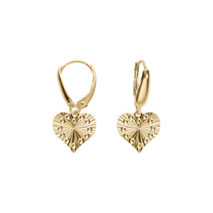 Boucles d\'oreille dormeuse en argent dor avec coeur martel - Vue 1