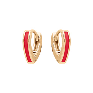 Boucles d\'oreille en argent dor anneau forme V rouge - Vue 1