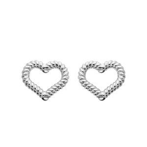 Boucles d\'oreille en argent rhodi coeur torsad ajour et fermoir poussette - Vue 1