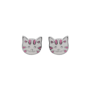 Rosajou : Boucles d'oreilles chat - Bijou enfant
