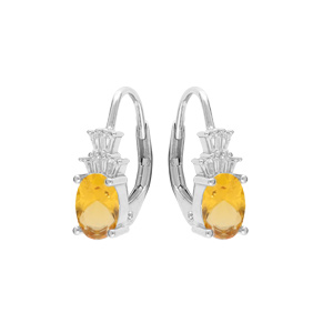 Boucles d\'oreille en argent rhodi oxyde blanc et jaune avec fermoir dormeuse - Vue 1