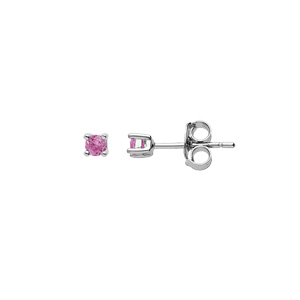 Boucles d\'oreille en argent rhodi pierre vritable Tourmaline rose 2.5mm et fermoir poussette - Vue 1