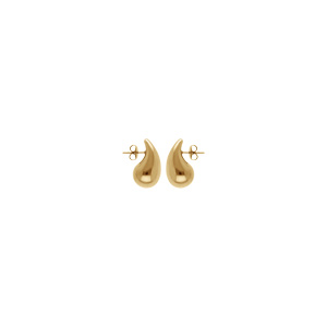 Boucles d\'oreille tige acier et PVD dor petite goutte 18mm x 10mm - Vue 1