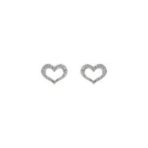 Boucles d\'oreille tige argent dor coeur givr - Vue 1