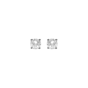 Boucles d\'oreille tige argent rhodi 4mm oxyde blanc serti 4 griffes - Vue 1