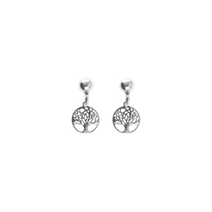 Boucles d\'oreille tige argent rhodi pendante arbre de vie 8mm - Vue 1