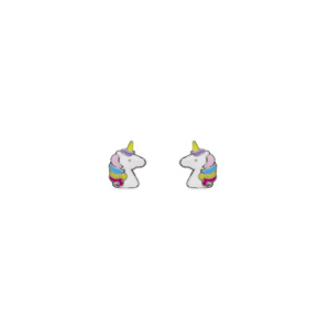 Boucles d\'oreille tige argent rhodi tte licorne multicolore - Vue 1