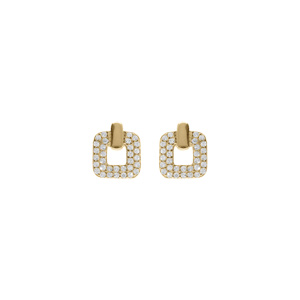 Boucles d\'oreille tige plaqu or carr oxydes blancs sertis - Vue 1