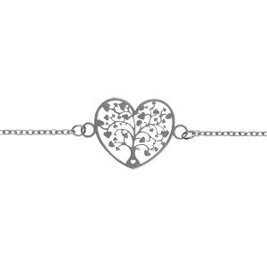 Bracelet acier coeur arbre de vie decoupe 18mm rglable 16  19cm - Vue 1