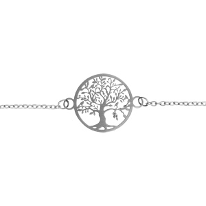 Bracelet acier rond arbre de vie decoupe 16mm rglable 16  19cm - Vue 1