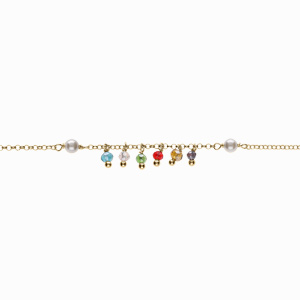 Bracelet argent dor pampilles perles et multicouleur - Vue 1