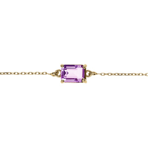 Bracelet argent dor pendentif rectangulaire oxyde violet rglable 16  19cm - Vue 1