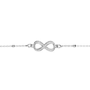 Bracelet argent rhodi chane boules avec infini givrrglable 16  19cm - Vue 1