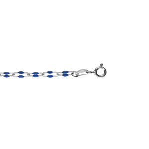 Bracelet argent rhodi olives rsine bleu fonc rglable 15  18cm - Vue 1