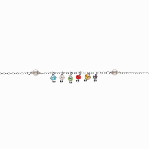 Bracelet argent rhodi pampilles perles et multicouleur - Vue 1