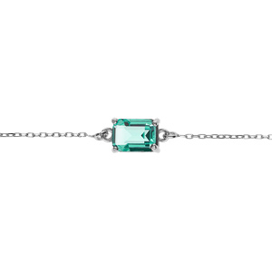 Bracelet argent rhodi pendentif rectangulaire oxyde bleu vert  rglable 16  19cm - Vue 1