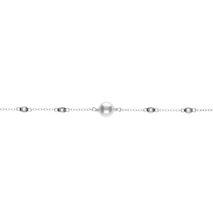 Bracelet argent rhodi perle blanche  rglable 16  19cm - Vue 1