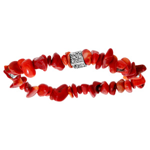 Bracelet Elastique En Pierres Couleur Corail