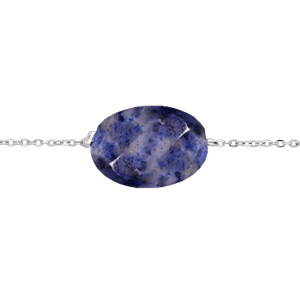 Bracelet en acier chane avec pierre naturelle Dumortirite (sagesse & intuition) 15+3cm - Vue 1