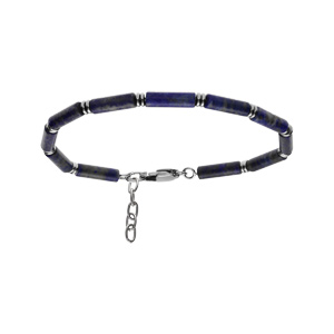 Bracelet en acier et pierres lapis lazuli vritable 20+3cm - Vue 1