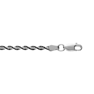 Bracelet en argent chane vrille avec bordure noire largeur 3mm et longueur 17cm - Vue 1