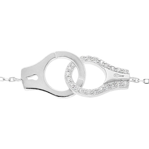 Bracelet en argent rhodié chaîne avec au milieu trèfle à 4 feuilles lisse -  longueur 16cm +