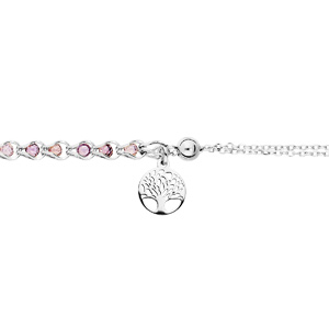 Bracelet en argent rhodi range d\'oxydes violet et pampille arbre de vie 17+3cm - Vue 1